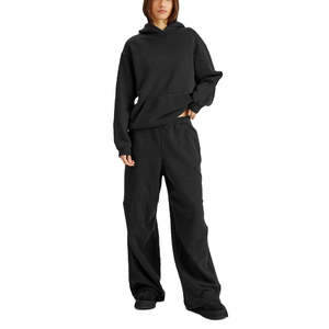 2025 Winter Women's Hooded 2-Piece Workout Jogger Sweat <b>Pants</b> & Customizable Logo Sweat <b>Suit</b> 100% Cotton Quick-Drying Breathable - Product Image 6