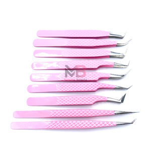 Pinzas de extensión de pestañas con agarre de diamante, puntas de plata recubiertas de Color rosa, acero inoxidable con nombre de marca personalizado - Product Image 5
