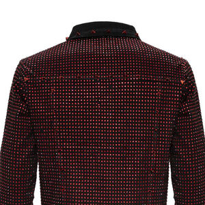 Chaqueta vaquera personalizada con diamantes de imitación para hombre Servicio OEM ODM Precio de fábrica Chaquetas vaqueras con diamantes de imitación - Product Image 6