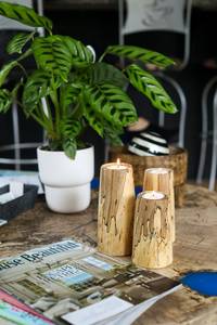 Venta al por mayor regalo de devolución de boda portavelas de madera estilo religioso rústico Ins soporte de Metal hecho a mano para la decoración del hogar - Product Image 6