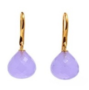 ใหม่มาถึงลาเวนเดอร์ Chalcedony พลอยสตั๊ดพลอย925สเตอร์ลิงเงินลูกแพร์รูปร่างต่างหู - Product Image 1