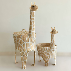 Giraffe <b>lidded</b> container <b>basket</b> rattan hamper bin <b>baskets</b> kids bedroom accessories & organization - Product Image 4