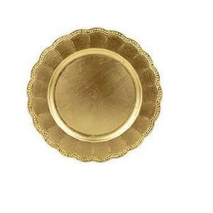 Vaisselle d'hôtel de vente chaude assiettes décoratives de chargeur de service de fruits fabriquées à la main plaque de chargeur de bordure en relief plaquée argent - Product Image 5