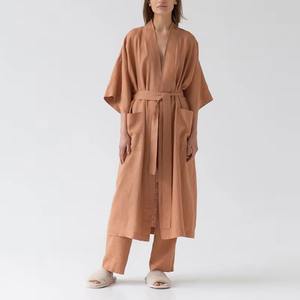 ชุดนอนผ้าฝ้ายแขนยาวสำหรับผู้หญิงชุดคลุมชุดนอนสำหรับผู้หญิงทำจากผ้าฝ้าย100% มีกระเป๋า2กระเป๋าขายส่ง OEM - Product Image 6