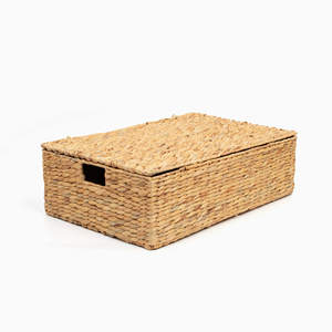 Modern <b>storage</b> <b>box</b> simple design water hyacinth container boxes handwoven <b>lidded</b> basket containers - Product Image 1