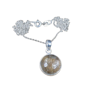 Pendentif mode rutile doré pendentif en argent sterling 925 avec pierres précieuses bijoux faits à la main forme ronde pendentif de créateur cadeau pour elle - Product Image 1