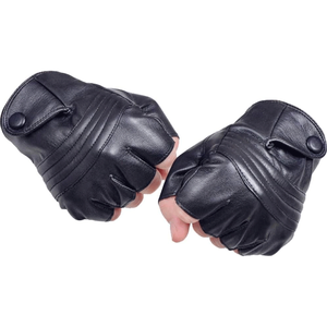 Top Vente Long Keeper Unisexe En Cuir PU Conduite Noir Moto Gants Demi Doigt Moto Sport Plaine Voyage En Plein Air - Product Image 3