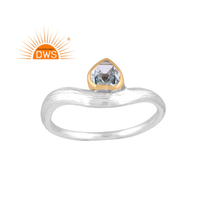 แหวนคลื่นพลอยบุษราคัมธรรมชาติสีเงินแท้ปรับแต่งได้สำหรับผู้หญิงของขวัญสำหรับผู้หญิง - Product Image 1