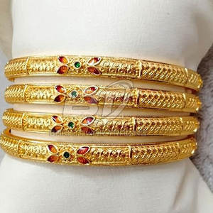 <b>Women</b> Gold Plated Bangles Set Traditional Custom Bridal Jewelry Elegant <b>Women</b> Bangles In Adult Size - Product Image 3