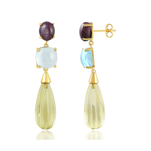 Pendientes de plata de ley de diseñador, joyería colgante de múltiples piedras naturales de lujo, moda de moda para niñas, regalo perfecto al por mayor - Product Image 5