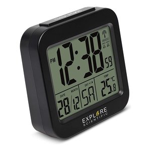 Reloj Analógico-Digital Multifunción con Control Remoto por Radio, Modelo RDC1008, Color Negro, de Explore Scientific, para Alarma y Control del Tiempo - Product Image 4