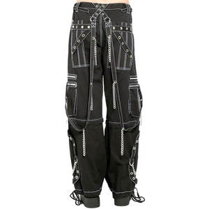 Pantalones Anchos Convertibles con Cadena Gótica y Costuras Blancas para Mujer, 2026 - Product Image 3