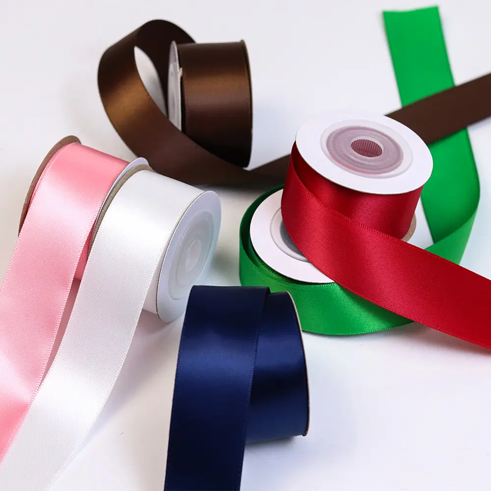 Lude Rpet Plain Silk Satin Ribbon Roll Factory Wholesale Customized Double Face Side 100% Polyester RIBBONS Sustainable