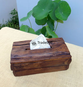 กล่องใส่กระดาษทิชชูไม้แกะสลักลายดอกไม้สุดหรู งานแฮนด์เมด ทันสมัย ทนทาน เหมาะสำหรับใช้ในบ้าน โรงแรม และสำนักงาน Tradebyd - Product Image 1