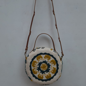 Sacs à bandoulière en tissu brodé en coton de haute qualité avec poignée en cuir et fermeture à glissière, sacs à main pour femmes, accessoires pour femmes - Product Image 2