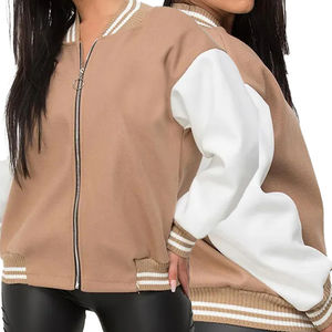 Chaqueta Universitaria de Béisbol para Mujer, Elegante, para Uso Casual, Chaqueta Universitaria Personalizada con Mangas de Cuero, Gran Venta - Product Image 6