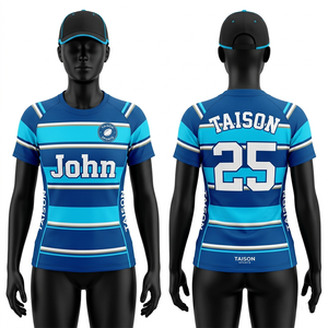 Maillot de rugby pour femmes, tissu interlock en polyester premium 150 GSM, jaune marine, panneau latéral contrasté, sublimation, logo personnalisé, col en V - Product Image 4