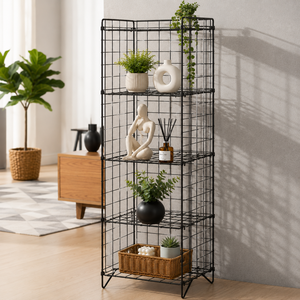 Étagère d'angle moderne en métal à 5 niveaux, autoportante, sans dossier, design industriel, gain de place, pour bureau à domicile - Product Image 2