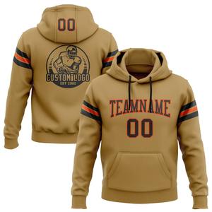 Custom Stitched Old Gold Black-Orange Football Pullover Sudadera con capucha - Product Image 1