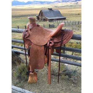 Silla de Montar de Cuero Puro con Armazón de Madera, Silla Inglesa Sostenible y Cómoda para Montar a Caballo, Hecha en India - Product Image 1