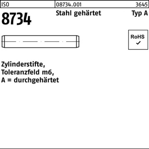 Hardened Steel Cylindrical Pins ISO 8734 <b>12</b> M6 X <b>70</b> Tolerance M6 Pack of 100 - Product Image 1