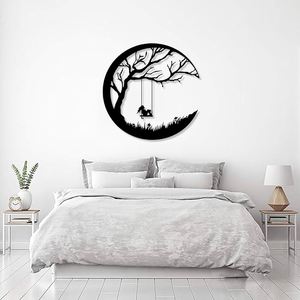 Arts muraux noirs suspendus en métal en fer forgé pour l'intérieur de la maison chambre à coucher et salon décor de hall Arts muraux - Product Image 6