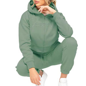 Chándal corto con cremallera de moda con conjunto a juego de dos piezas Chándal corto con cremallera de ajuste elástico - Product Image 4