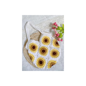 Bolso de hombro tejido de gran tamaño Granny Square Tole, bolso de mano estético con motivo de ganchillo hecho a mano para niñas OEM hecho en Vietnam - Product Image 6