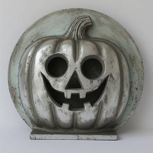 Lanterne citrouille élégante en aluminium patiné, sculptée à la main avec un art percé, un éclat brillant améliorant Halloween - Product Image 4
