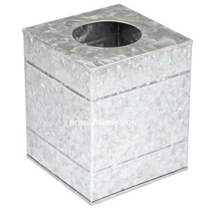 Caja de servilletas cuadrada galvanizada de primera calidad, diseño martillado, soporte de pañuelos de Metal pulido con espejo para decoración de mesa de Hotel y oficina - Product Image 4