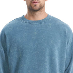Sweat-shirt à col ras du cou à manches longues sur mesure surdimensionné grande taille délavé à l'acide 100% coton polaire pour hommes hiver - Product Image 4