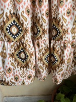 Robe midi indienne d'été vintage en coton à imprimé floral Ikat, coupe ample, respirante, avec détails brodés et pompons, taille naturelle