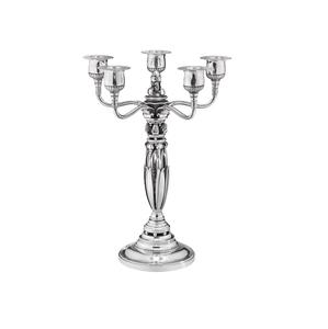 Nouveauté : candélabre en métal à 5 bras, finition argentée, pour mariage, événement, décoration de table, candélabre artisanal - Product Image 1