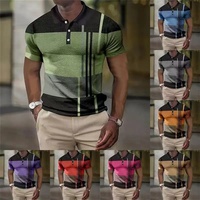 Kaos Olahraga Pria Bigwood Warna Blok Bergaris Lengan Pendek Rajutan Poliester/Katun/Spandeks Regular Fit Cepat Kering Bernapas