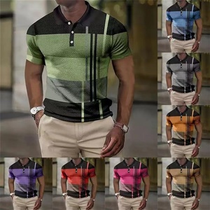 T-shirt à manches courtes pour homme Bigwood Sports, à blocs de couleur et rayures, en polyester/coton/spandex, coupe classique, séchage rapide, personnalisable - Product Image 5