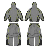 Ensembles coupe-vent streetwear d'hiver à capuche, personnalisés, imprimés numériquement, délavés à l'acide, avec strass, écologiques