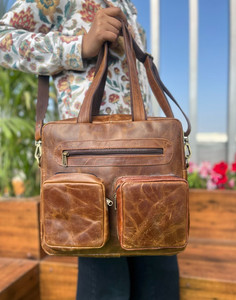 Bolso de mensajero de cuero auténtico hecho a mano, funda para ordenador portátil, archivador, bolsos de oficina, bolsos de hombro informales Unisex, novedad - Product Image 2