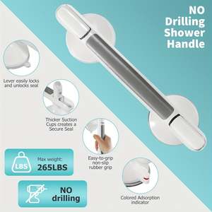 Barra de seguridad para ancianos, con ventosa fuerte, instalación sin taladro, antideslizante, de plástico resistente, para baño, de acero, 1 unidad - Product Image 4