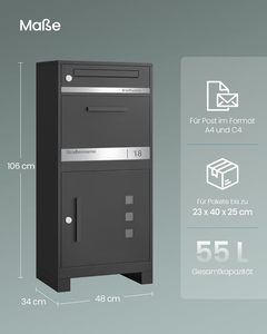Boîte à colis JH-Mech Boîte à colis personnalisée avec boîte aux lettres Boîte de livraison de colis autoportante et résistante aux intempéries Type d'assemblage - Product Image 2
