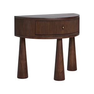 Table de chevet en bois massif avec tiroir, design moderne cannelé, table de nuit pour chambre à coucher, mobilier d'hôtel - Product Image 2