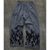 Pantalon de survêtement large imprimé personnalisé, style streetwear, avec cordon de serrage et taille élastique, pantalon Drip, pantalon à strass, pantalon Hip Hop pour homme