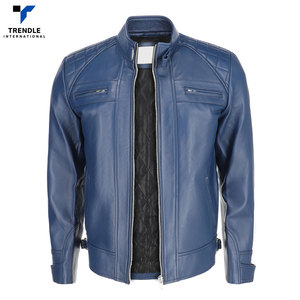 Wholesale Price High Street Long <b>Thin</b> Stand Collar Front Logo Customized Leather <b>Jackets</b> Hot Selling Winter 2025 New for <b>Men</b> - Product Image 1
