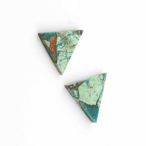 Piedras preciosas sueltas verdes con forma de triángulo plano doble liso compuesto de cobre crisocola Natural de 12mm al por mayor para joyería - Product Image 6