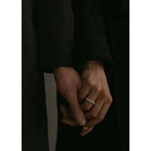 Anillo de Eternidad Corazón Amado, Romántico, Oro 10k, Platino 14k, Diamante Corte Princesa, Bañado en Rodio, Delicado, para Promesa de Boda - Product Image 4