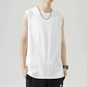 เสื้อกล้ามผ้าฝ้ายลำลองสำหรับผู้ชายเสื้อออกกำลังกายระบายอากาศได้ดีแขนกุดออกแบบโลโก้ได้ตามต้องการสไตล์สตรีท - Product Image 1