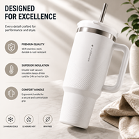 Gobelet isotherme de 40 oz avec poignée et paille, en acier inoxydable à double paroi, tasse de voyage sous vide, personnalisable OEM/ODM, vente en gros