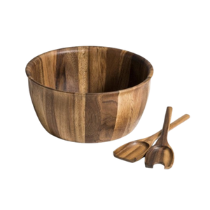 Ensemble de saladiers en bois d'acacia écologiques les plus vendus avec service à salade Ensemble de 4 ustensiles de cuisine de taille personnalisée Vente en gros Vietnam - Product Image 3