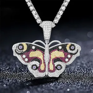 Collar de Lujo con Colgante de Mariposa Colorida, con Circonitas Cúbicas, Chapado en Oro y Plata, para Hombre y Mujer - Product Image 1