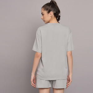 Conjunto de Camiseta Corta de Verano para Mujer, Moderno, de Algodón Suave, Cómodo y Ligero, de Dos Piezas, con Cierre, Encaje y Puños Sólidos, para la Playa - Product Image 4