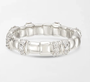 Elegante Banda con Ranuras en Forma de Nieve y 24 Diamantes Redondos Cultivados en Laboratorio de 0.39 Quilates GH-VS en Oro Blanco de 14K para Ocasiones Especiales y Fiestas - Product Image 1